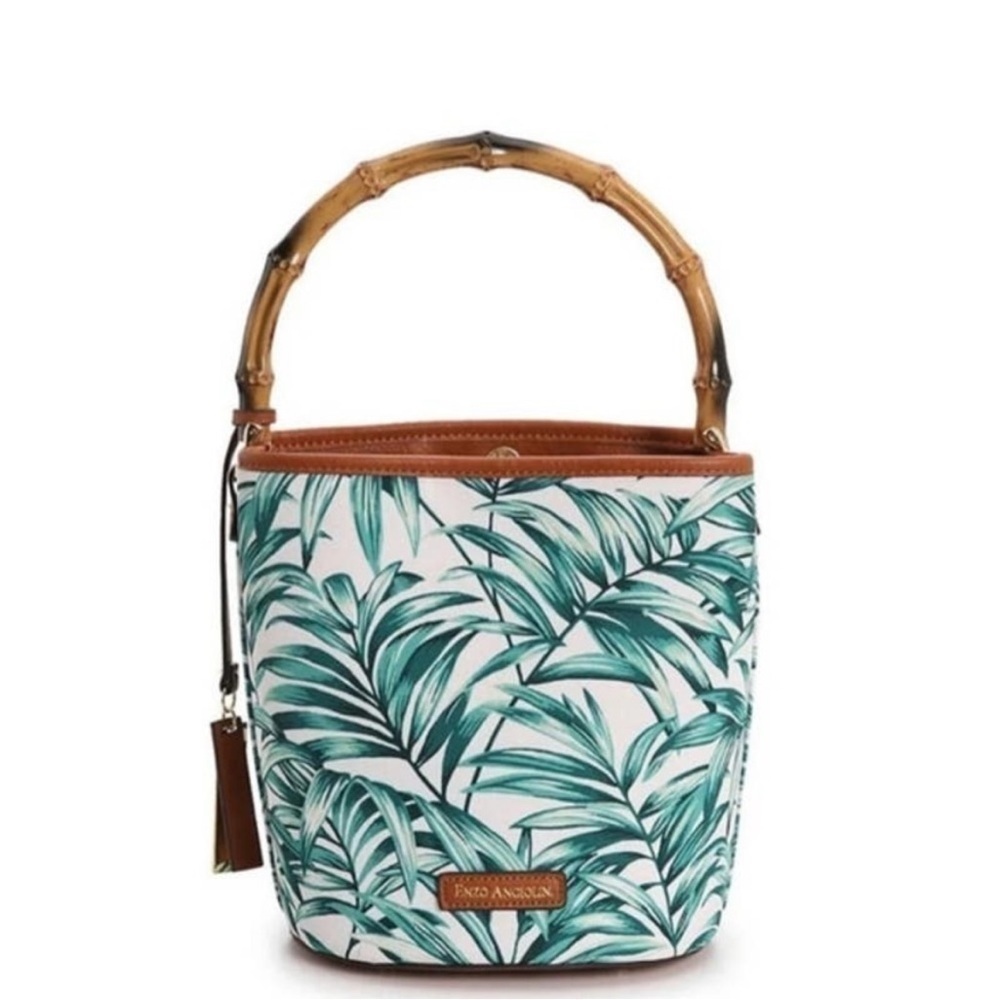 Enzo Angiolini Tenli Leaf Print Bucket Bag NWOT